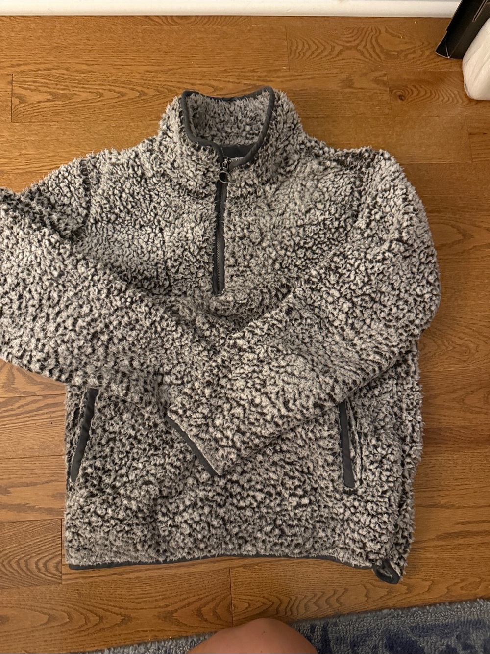 Thread & Supply Gray Sherpa Half-Zip Pullover